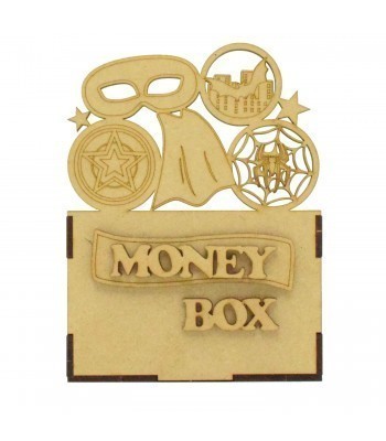 Laser Cut Small Money Box - Superhero Logos Design
